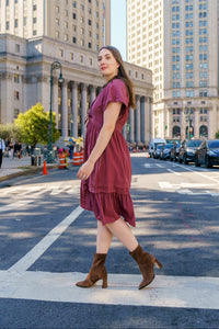 Chocolate Brown Suede Bold Block Sock Bootie