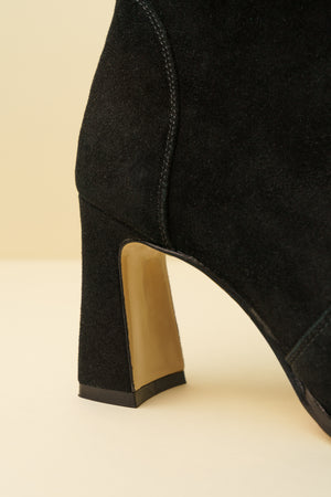 Black Suede Bold Block Sock Bootie
