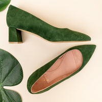 [SAMPLE] Emerald Suede Lower Block Heel Pump