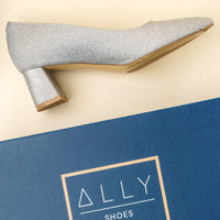Silver Shimmer Lower Block Heel
