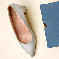 Silver Shimmer Lower Block Heel