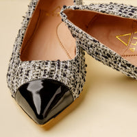 [Sample - Limited Edition FW'23] Black & White Mix Tweed Cap Toe Flat