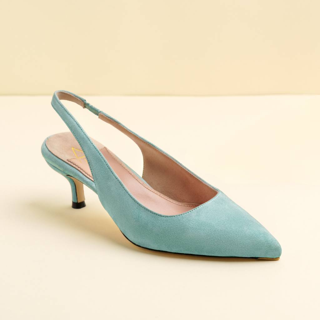 Blue Breeze Suede Slingback Kitten Heel Ally Shoes EU 36.5 US 6.5 Narrow A