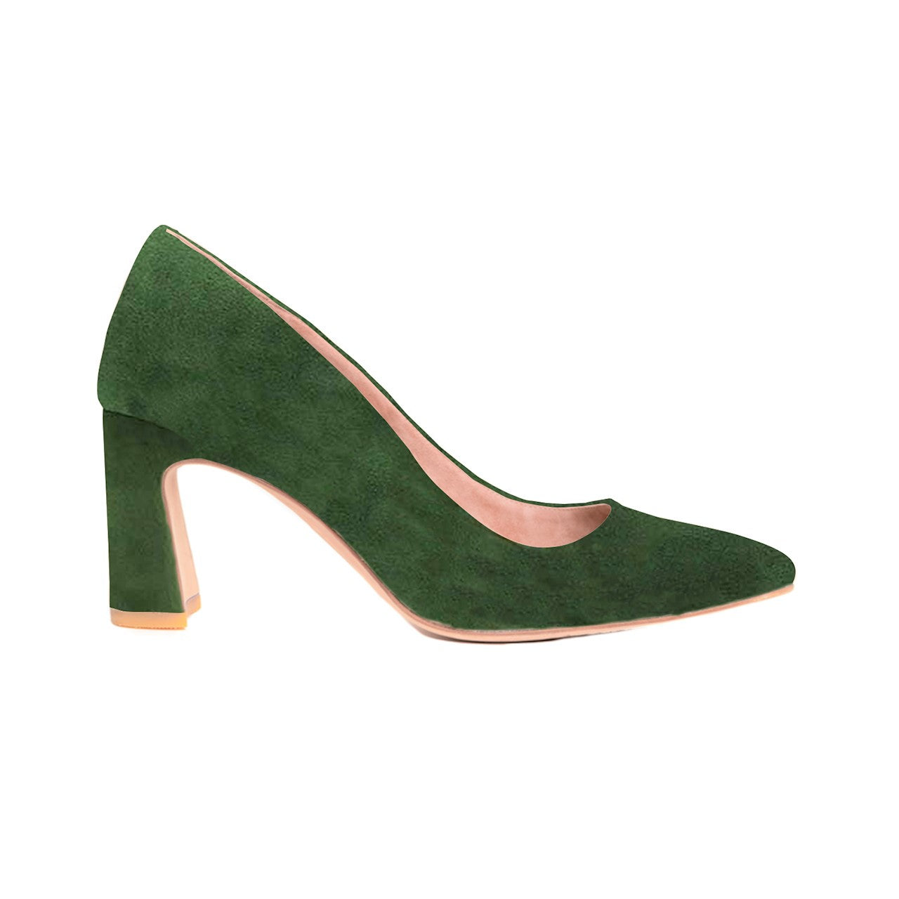 Emerald Suede Bold Block Heel Pump - Main Image
