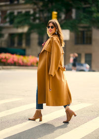 Camel Calf Leather Lower Block Ankle Boot