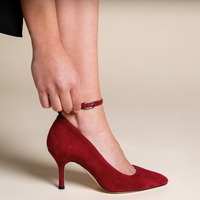 Gutsy Garnet Suede Ankle Strap Pump