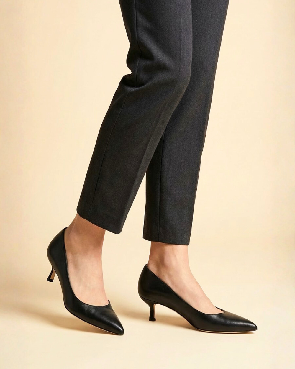 Black Leather Kitten Heel Ally Shoes Black Leather Kitten Heel Ally Shoes