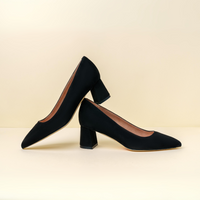 Black Suede Lower Block Heel
