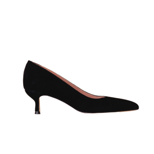 Black Suede Kitten Heel