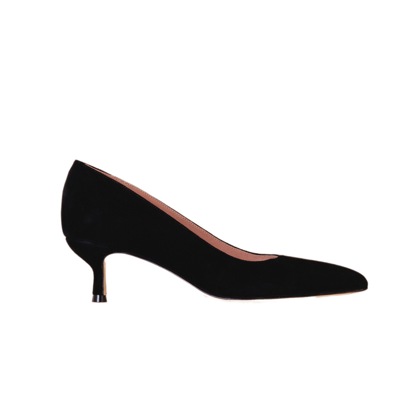 Black Suede Kitten Heel