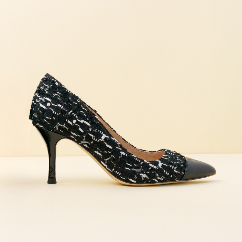 [NEW Limited Edition FW'25] Black Fancy Tweed Cap Toe Classic Pump