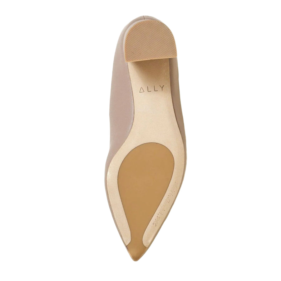 Bossy Beige Leather Mary Jane Lower Block Heel