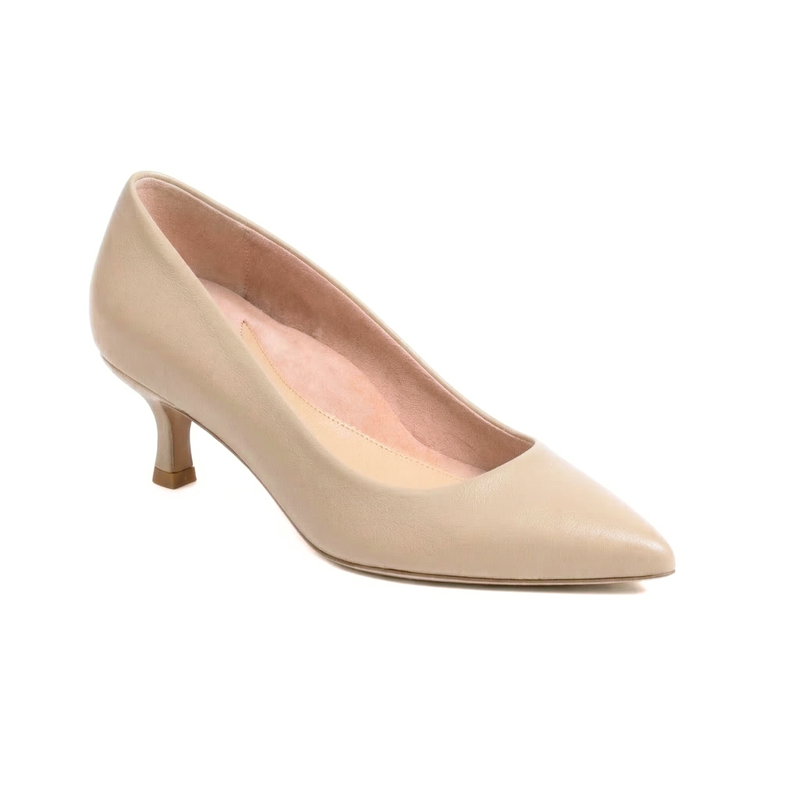Bossy Beige Leather Kitten Heel EU 42/US 10 / Wide