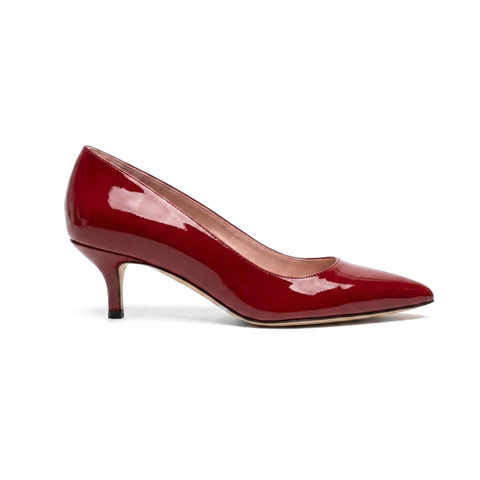 [NEW] Crimson Red Patent Leather Kitten Heel