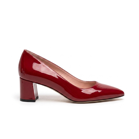 Crimson Red Patent Leather Lower Block Heel