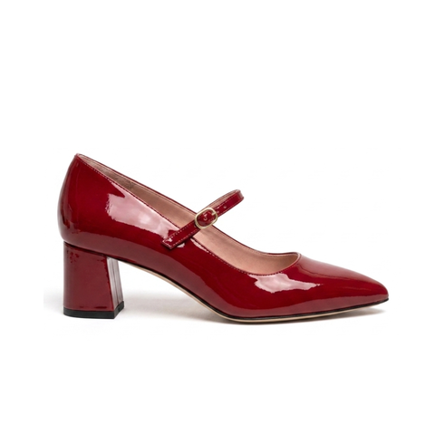 [NEW] Crimson Red Patent Leather Mary Jane Lower Block Heel