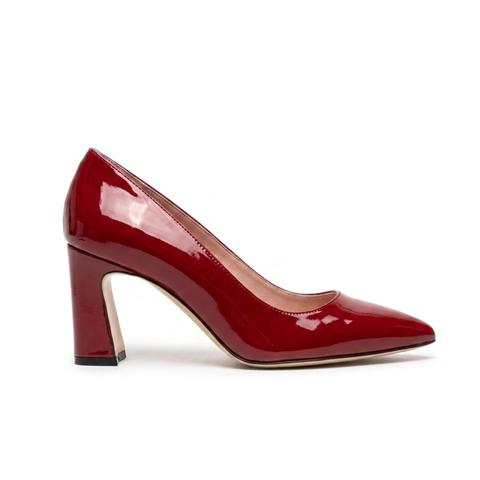 [NEW] Crimson Red Patent Leather Bold Block Heel