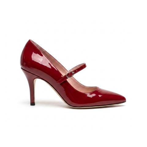 [NEW] Crimson Red Patent Leather Mary Jane Pump