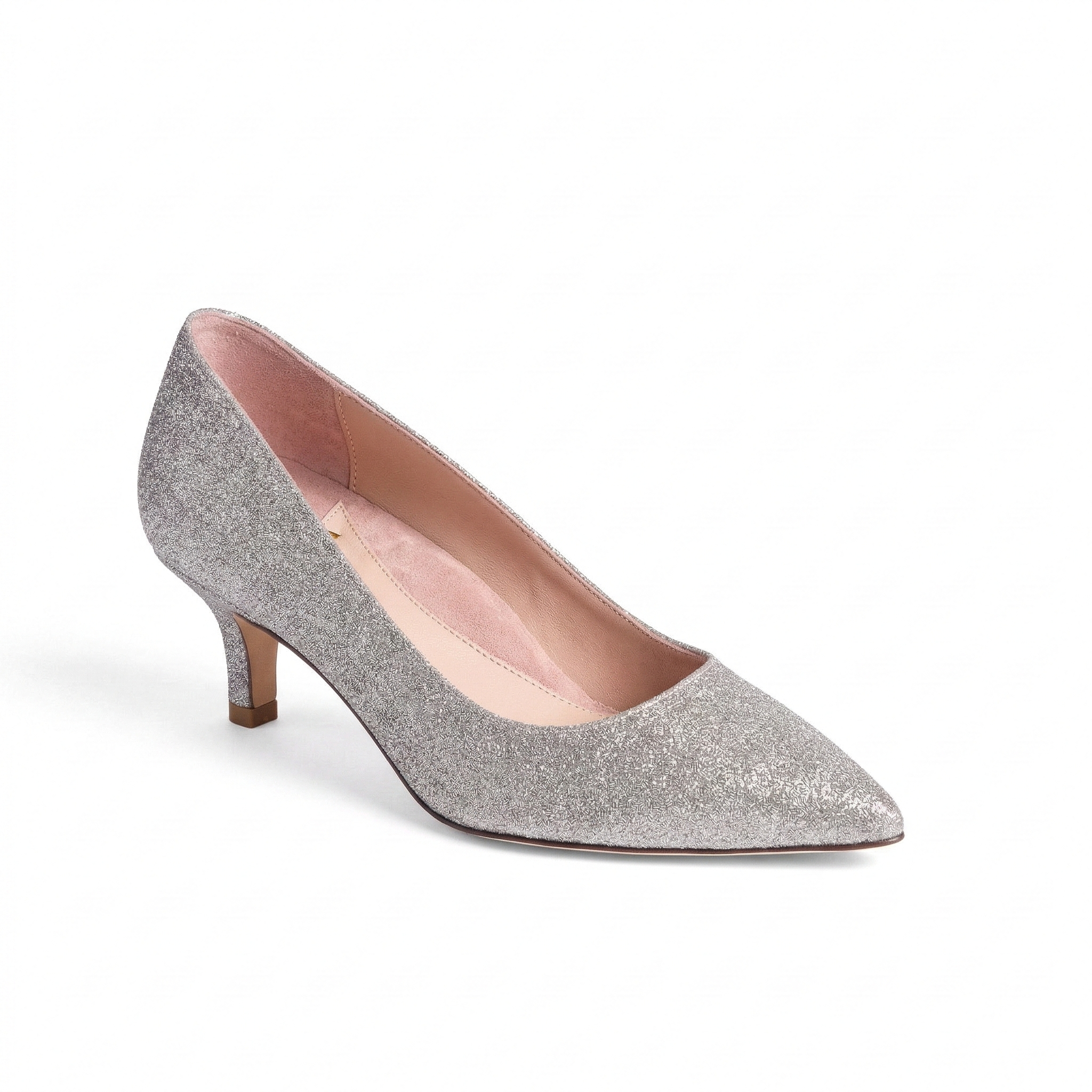 kitten heel silver dress shoes Silver Pointed Toe Slingback Kitten Heel Pumps