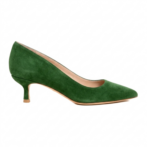 Emerald Suede Kitten Heel Pump