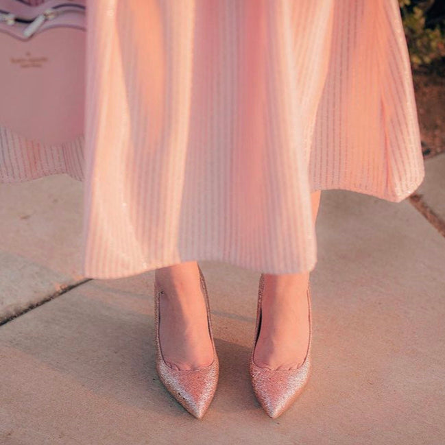 Rose Gold Glitter Kitten Heel