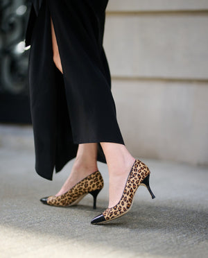 Fierce Leopard Haircalf Cap Toe Pump