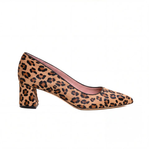 Fierce Leopard Haircalf Lower Block Heel