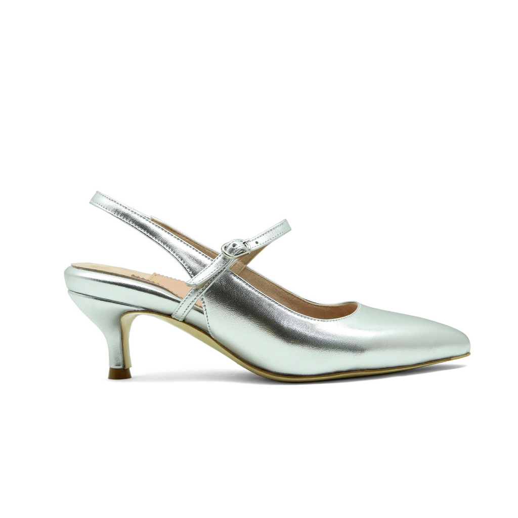 Bronze Bliss Patent Leather Mary Jane Slingback Kitten Heel