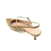 Sassy Saffron Suede Mary Jane Slingback Kitten Heel