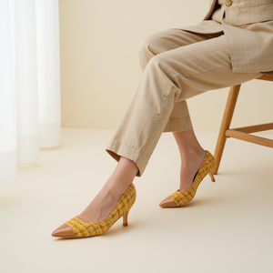 [Limited Edition FW'25] Mustard Tweed Cap Toe Kitten Heel