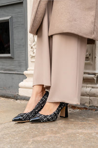 [Limited Edition FW'25] Black Fancy Tweed Cap Toe Bold Block Heel Pump