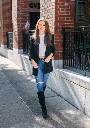 Black Suede Lower Block Tall Boot