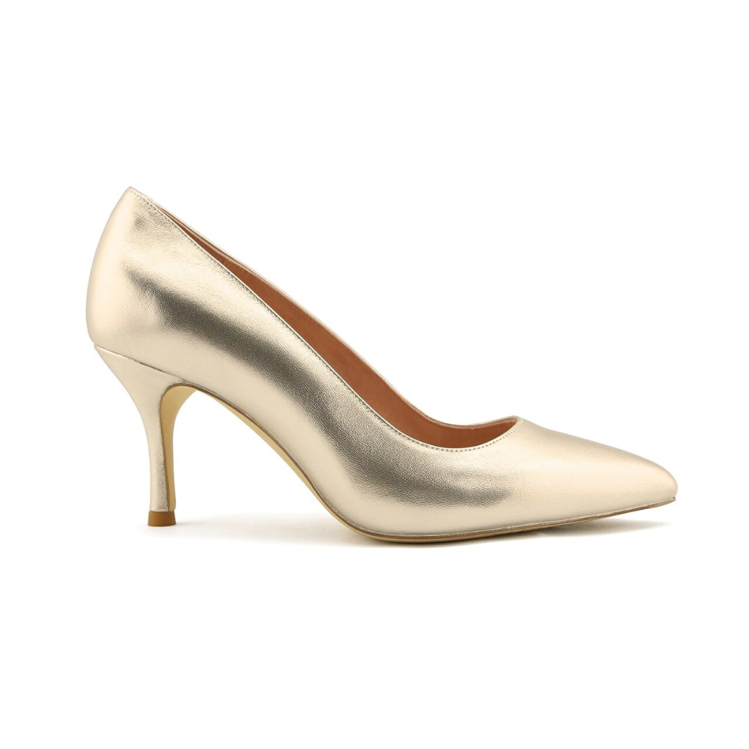 Champagne Gold Metallic Leather Pump ALLY Shoes - Main Image