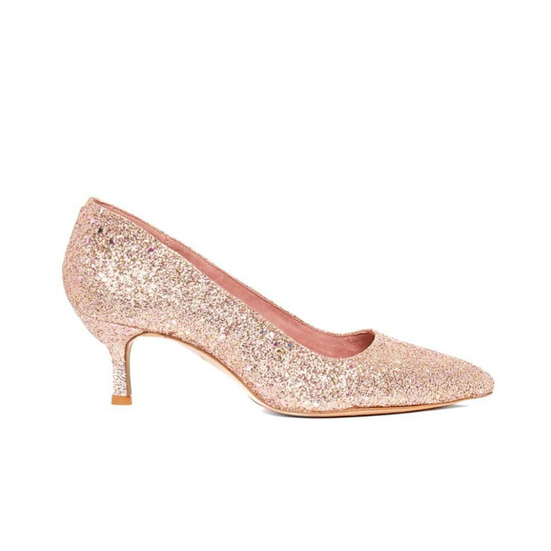 Rose Gold Glitter Kitten Heel