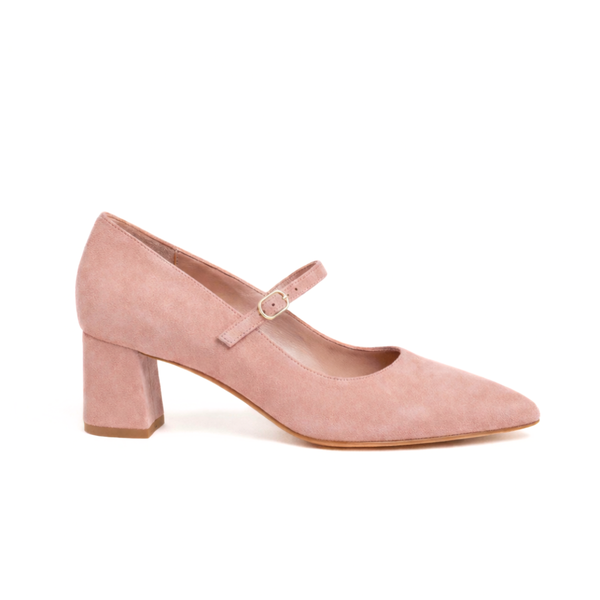 Blissful Blush Suede Mary Jane Lower Block Heel - Image 5