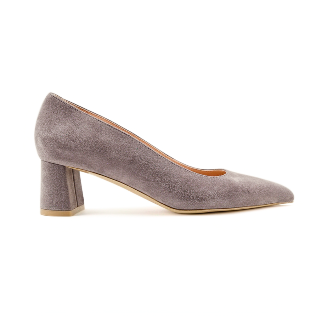 womens grey suede dress shoes Lovskoo Ankle Boots for Women Faux Suede Wedding Dress Shoes Pointed Toe Chunky Block Heel Cut Out Fashion Solid Color Back Zipper Short Booties Gray,