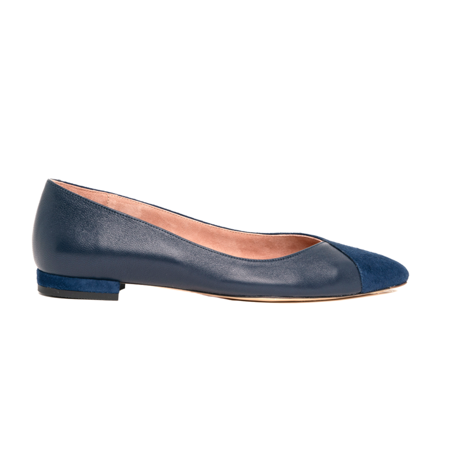 Noble Navy Suede / Good Night Navy Leather Flat - Comfortable Flats - Ally Shoes
