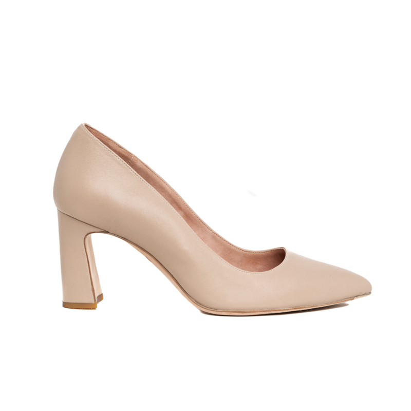 Block heel beige shoes Clearance