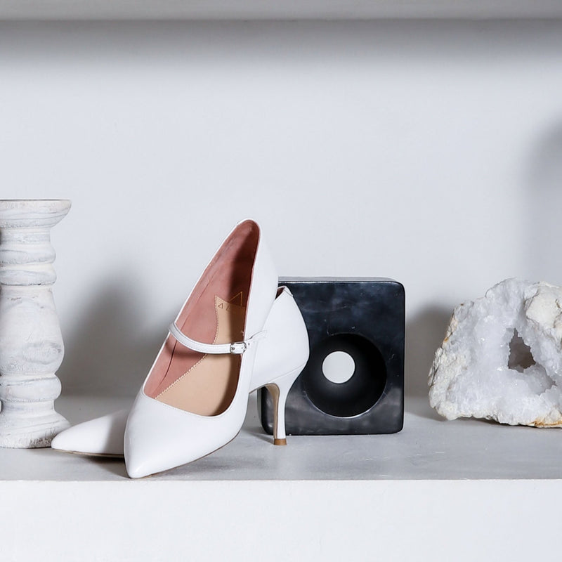 Classic White Leather Mary Jane Pump