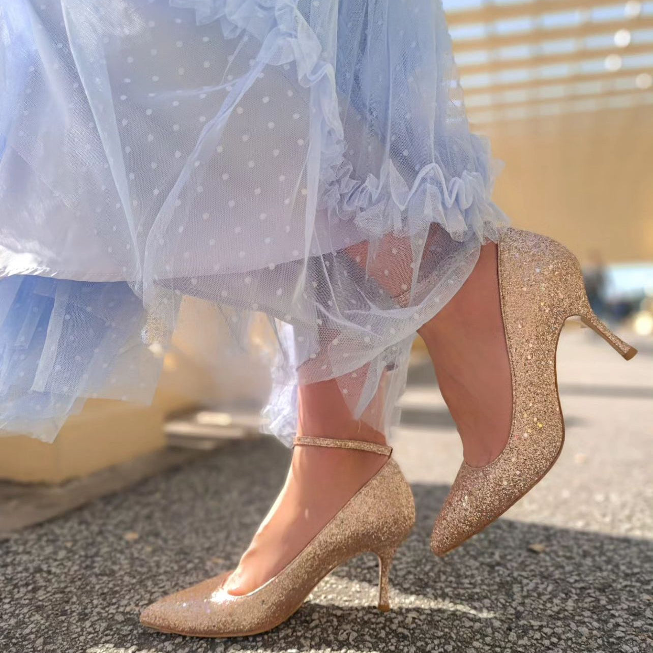 Rose Gold Glitter Ankle Strap Pump Ally Shoes Rose Gold Glitter Ankle Strap Pump Ally Shoes