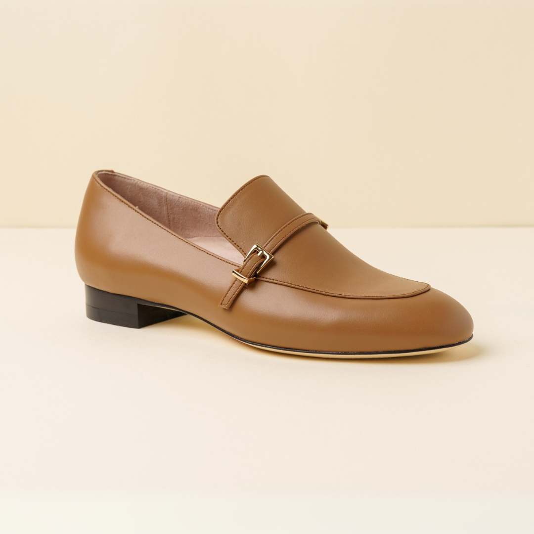 Camel Calf Leather Loafer – Ally Shoes