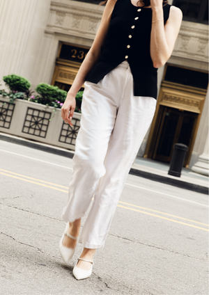 White Leather Mary Jane Slingback Kitten Heel