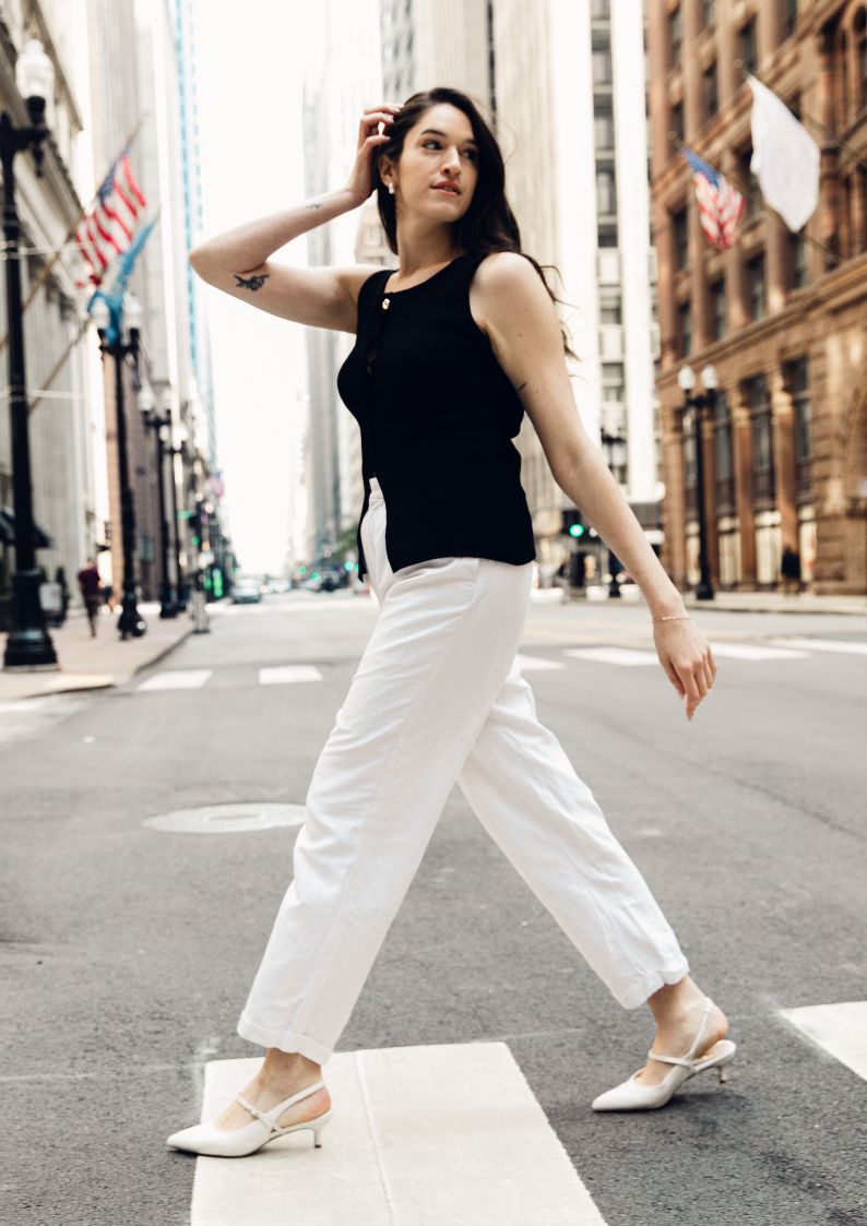 White Leather Mary Jane Slingback Kitten Heel