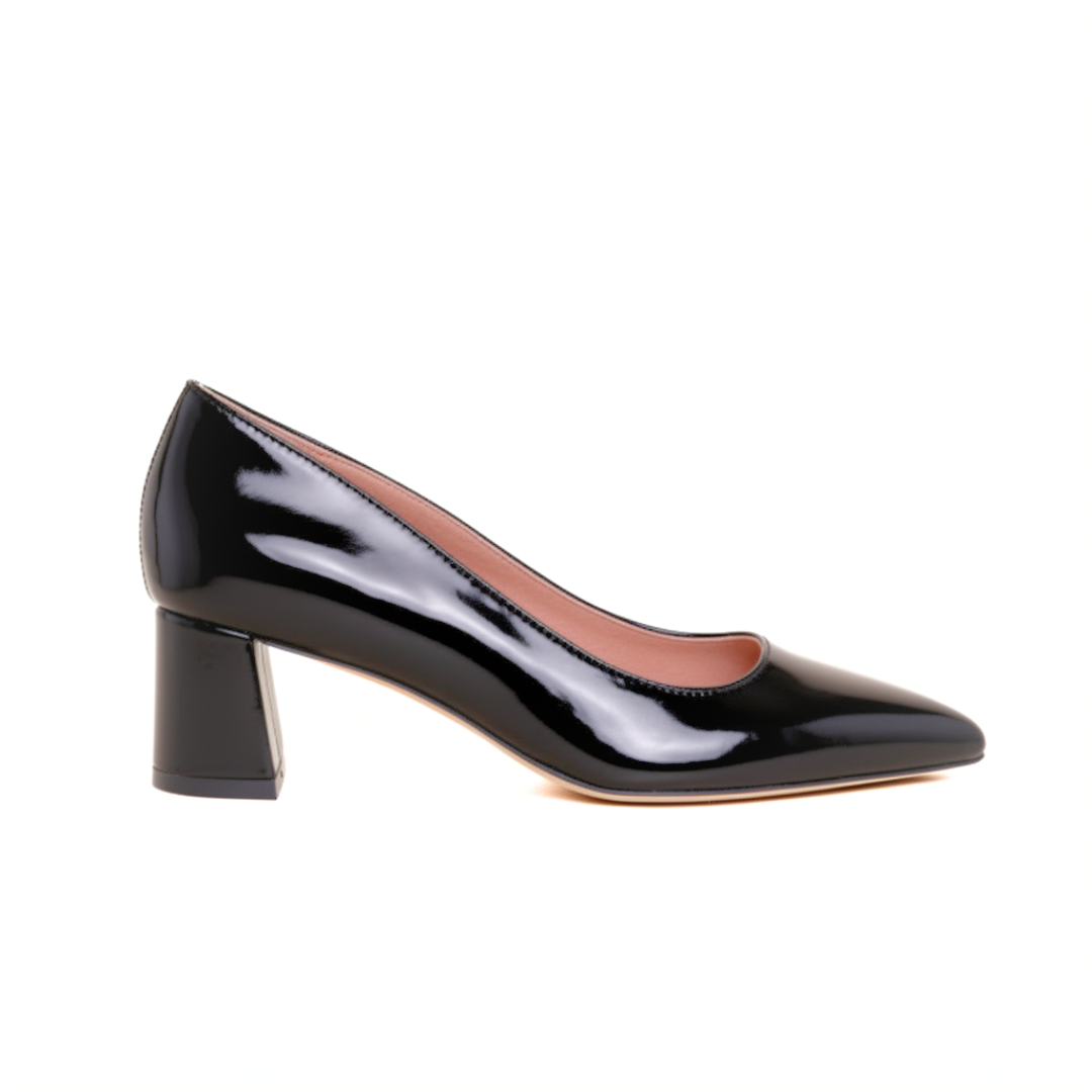 heel shiny leather shoes