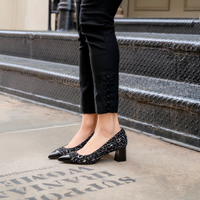[Limited Edition FW'25] Black Fancy Tweed Cap Toe Lower Block Heel Pump