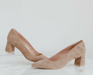 Tenacious Tan Suede Lower Block Heel