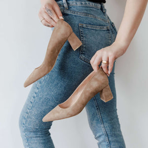 Tenacious Tan Suede Lower Block Heel