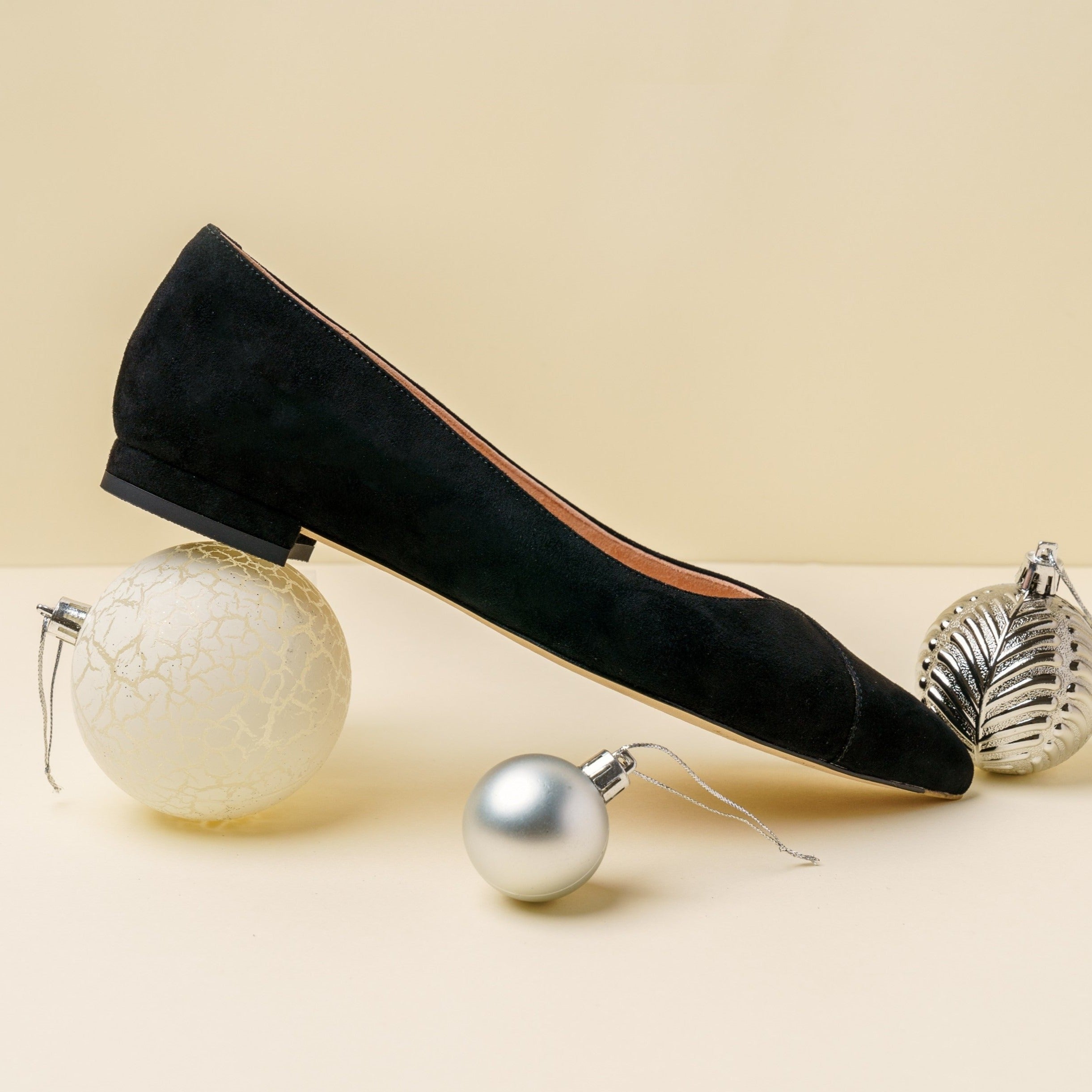 Black Suede / Leather Flat - Comfortable Flats - Ally Shoes