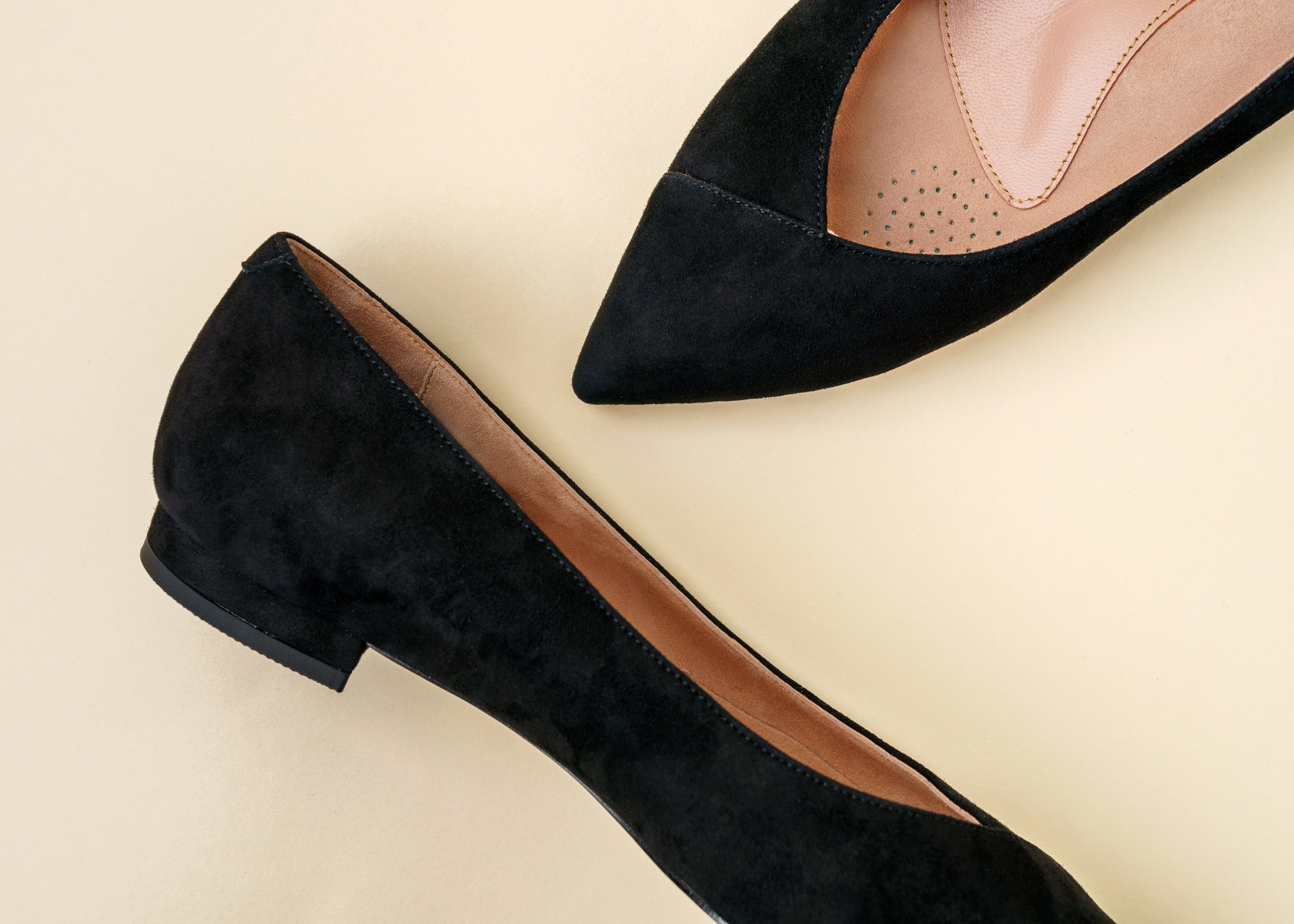 Black Suede / Leather Flat - Comfortable Flats - Ally Shoes