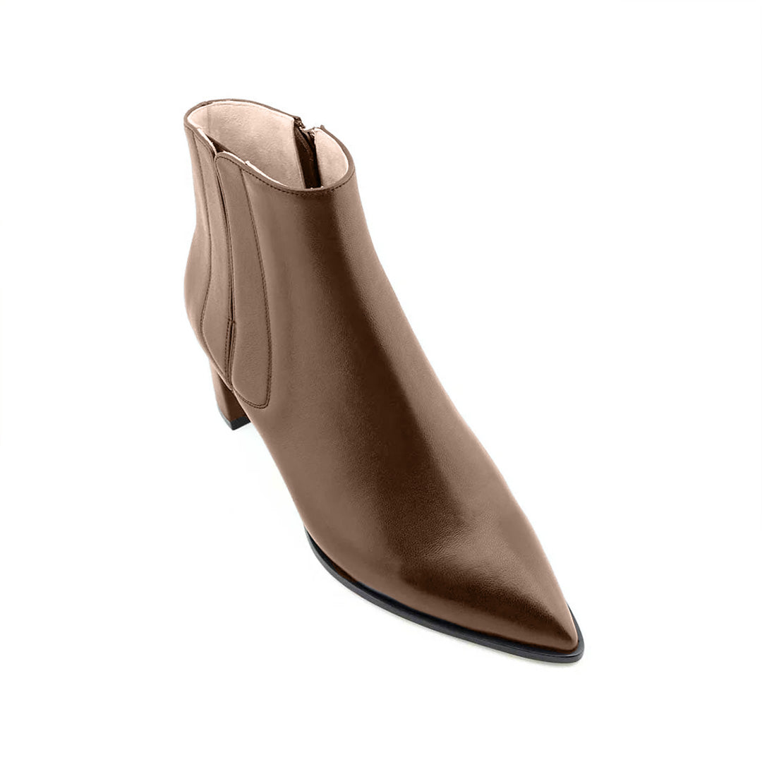 Chocolate Brown Calf Leather Lower Block Ankle Boot Chocolate Brown Calf Leather Lower Block Ankle Boot